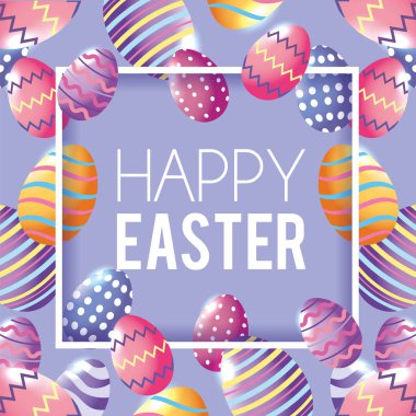 Mutlu Paskalya amblemi ile Paskalya yumurta dekorasyon arka plan