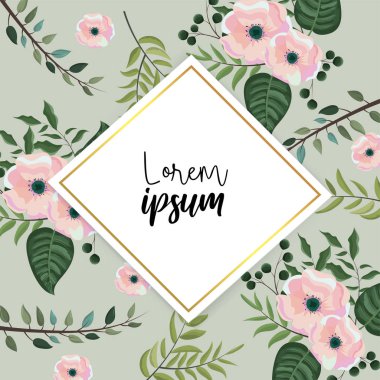 elmas etiket çiçek bitkiler ve yaprakları