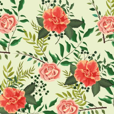 egzotik gül bitki yaprakları arka plan ile