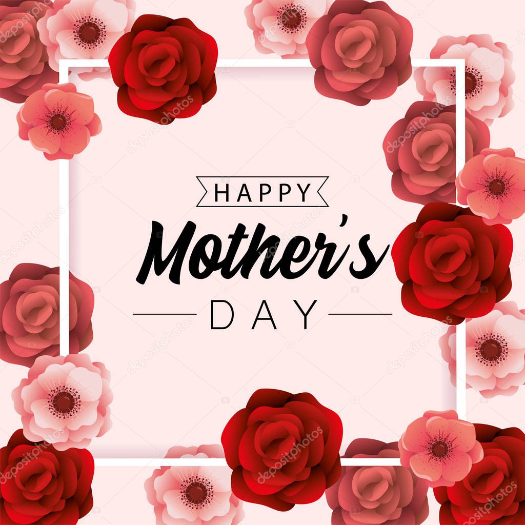 mothers day celebration with beauty roses plants background