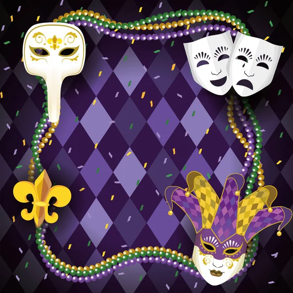 Mardi gras kutlamaları kolye topları ile — Stok Vektör