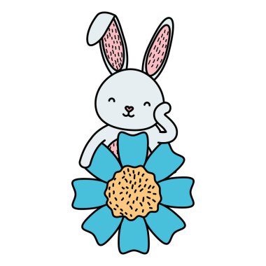 çiçek karakteri ile sevimli tavşan