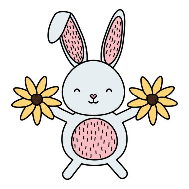 çiçek karakteri ile sevimli tavşan