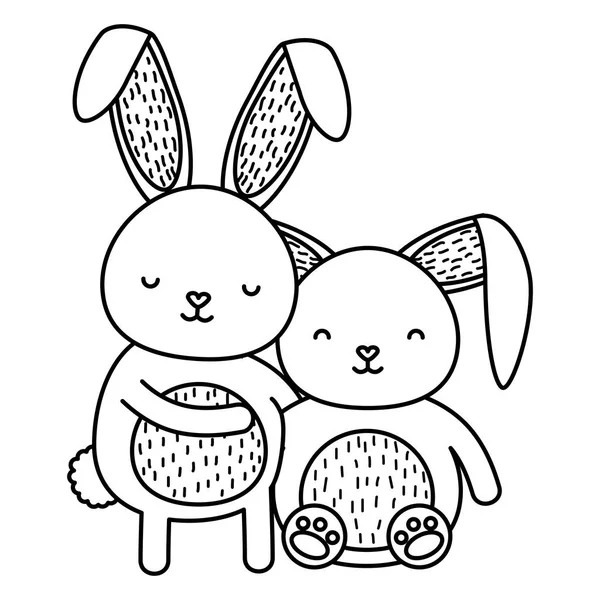 Lindo conejos caracteres icono — Archivo Imágenes Vectoriales
