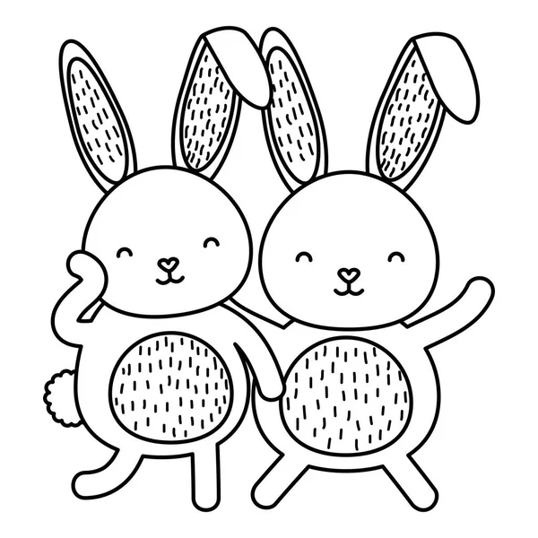 Bonito coelhos caracteres ícone — Vetor de Stock