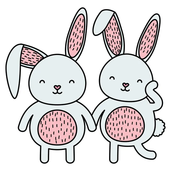 Lindo conejos caracteres icono — Archivo Imágenes Vectoriales