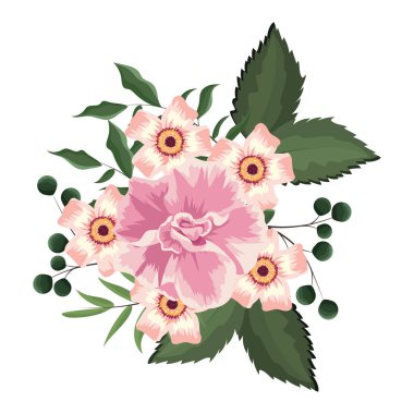 Bahar çiçekleri yaprakları ile