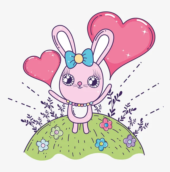 Rabbit with hearts to celebrate valentine day — стоковый вектор