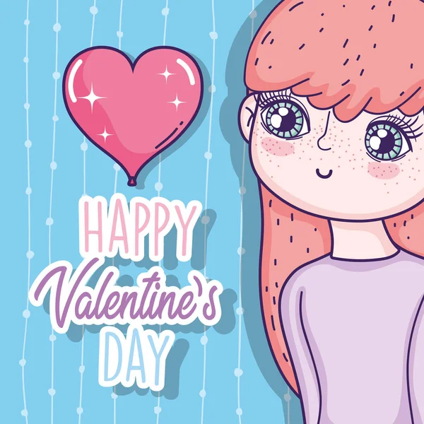 Chica con corazón feliz día de San Valentín — Archivo Imágenes Vectoriales