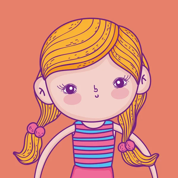 Słodkie i zabawne dziewczynka fryzurę na sobie strój kąpielowy — Wektor stockowy