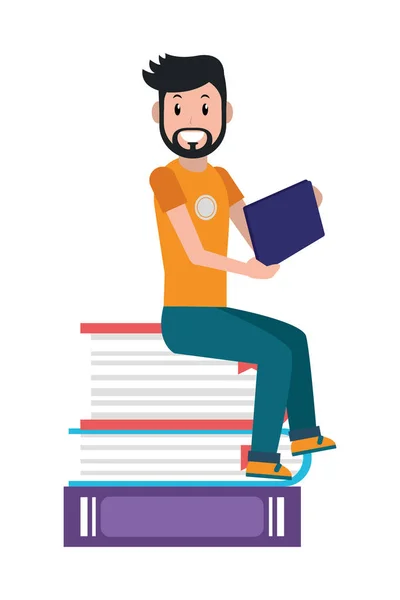 Online education man cartoon — Stock Vector