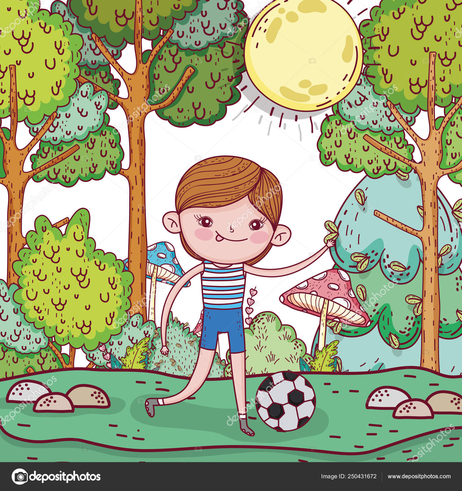 かわいい男の子はボールとサッカーをプレイします ストックベクター C Stockgiu かわいい男の子はボールとサッカーをプレイします ストックベクター C Stockgiu