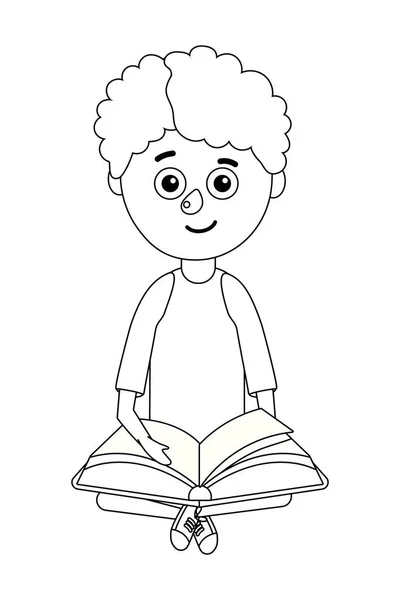 Young boy student holding book — Stock Vector