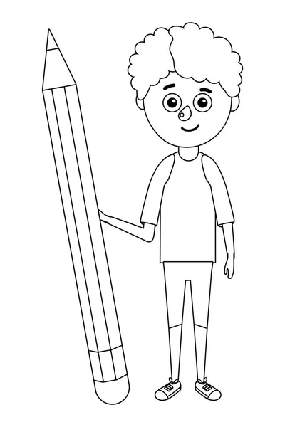 Młody chłopak student ołówek — Wektor stockowy