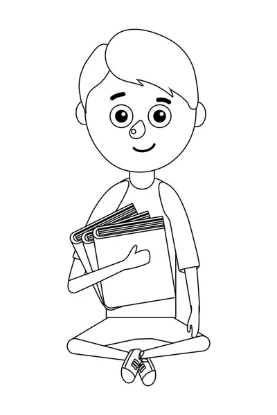 Joven chico estudiante holding libro — Vector de stock