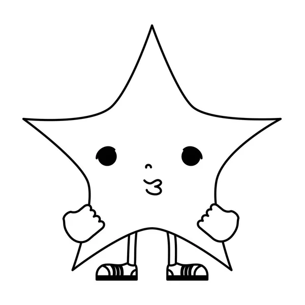 Line kawaii söta stjärna med armar och ben — Stock vektor