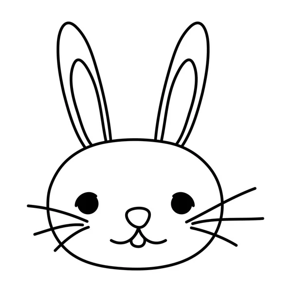 Línea kawaii lindo conejo cabeza animal — Vector de stock