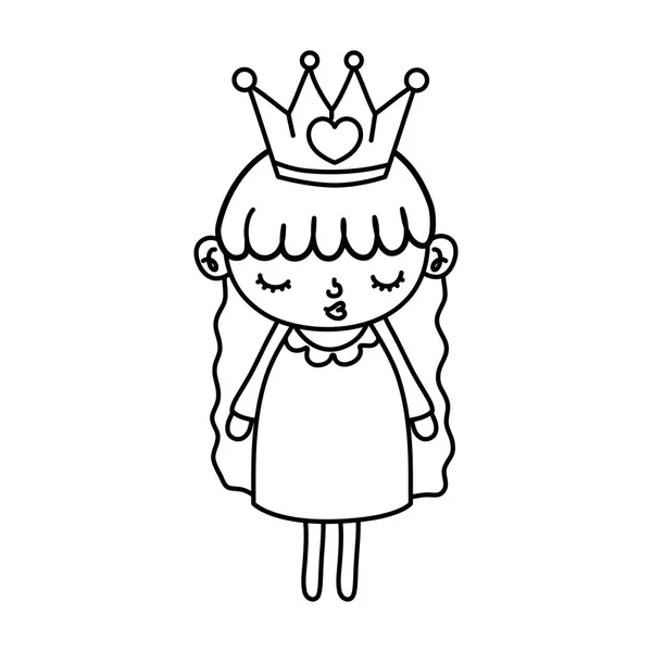 Ligne beauté fille enfant avec couronne en métal — Image vectorielle