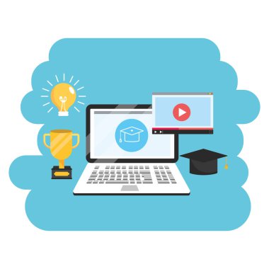 Online Eğitim dizüstü çizgi film