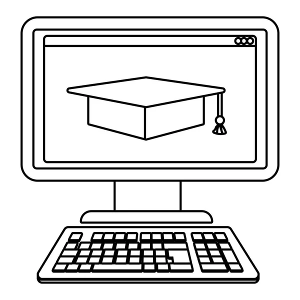 Educação online desenhos animados de computador — Vetor de Stock