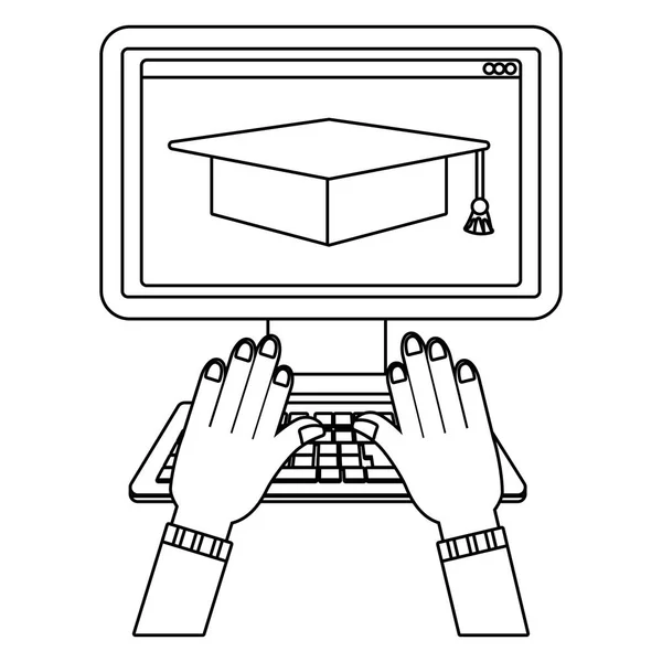 Educação online desenhos animados de computador — Vetor de Stock