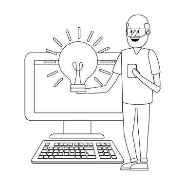 Online Eğitim adam çizgi film