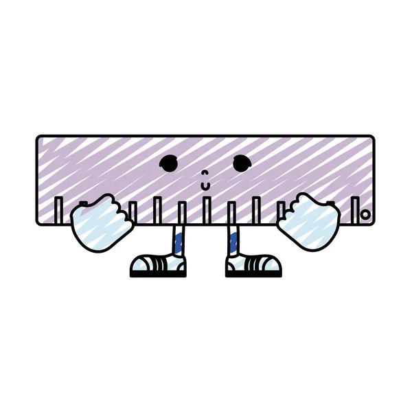 Doodle kawaii niedlicher Lineal mit Armen und Beinen — Stockvektor