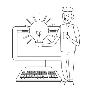 Online Eğitim adam çizgi film