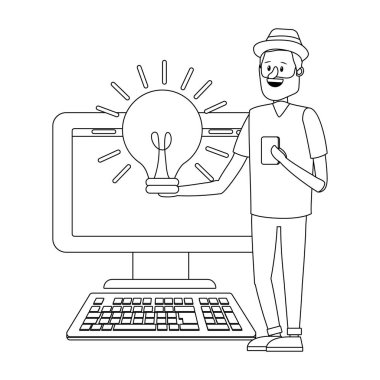 Online Eğitim adam çizgi film