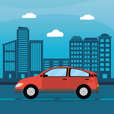 kırmızı araba şehir yaz