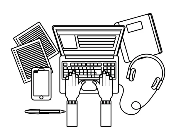 Online-Bildung Laptop Cartoon — Stockvektor