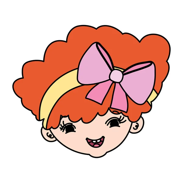 Color Cabeza de niña bonita con peinado — Archivo Imágenes Vectoriales