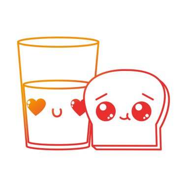 Ekmek ve unlu gıda mutfak ve salonu Tema izole tasarım vektör çizim süt