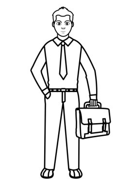 satır zarif adam bavul ve giyim tarzı vektör çizim ile