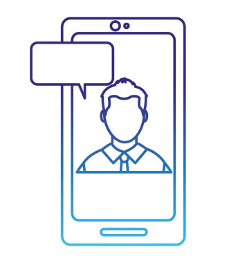 satır kullanıcı adam sohbet kabarcık vektör çizim ile smartphone içinde meçhul bozulmuş