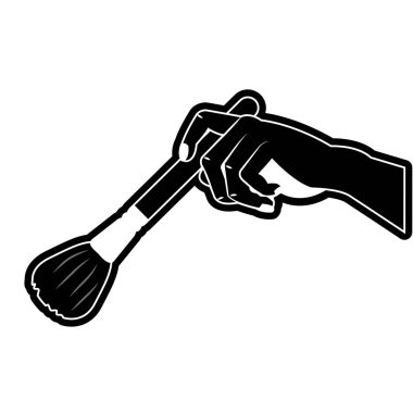 Aksesuar ve kozmetik Tema izole tasarım vektör çizim makyaj fırça