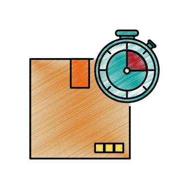 Vektör çizim tasarım kutusu ve teslimat nakliye ve lojistik Tema Isolated Chronometre
