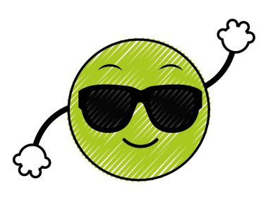 Doodle serin emoji yüz ifadesi silah vektör çizim ile