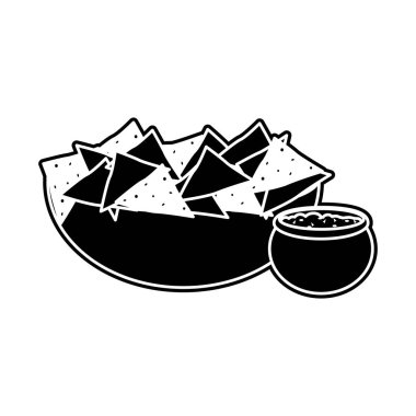 Nacho Meksika yemeği ve geleneksel yemekleri Tema Isolated vektör çizim tasarım