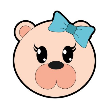 tam renkli kadın ayı sevimli hayvan vektör çizim kafa