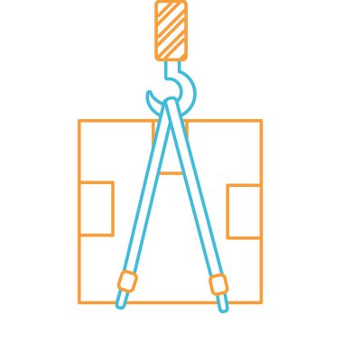 Tasarım kutusu ve vinç teslim nakliye ve lojistik Tema Isolated vektör çizim