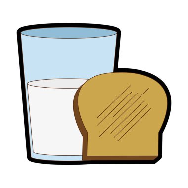 Ekmek ve unlu gıda mutfak ve salonu Tema izole tasarım vektör çizim süt