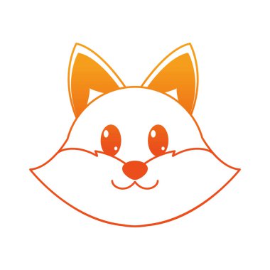 turuncu çizgi fox baş sevimli hayvan karakter vektör çizim