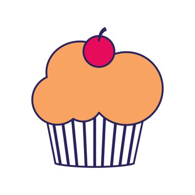 Cupcake tatlı tatlı ve unlu Tema izole tasarım vektör çizim
