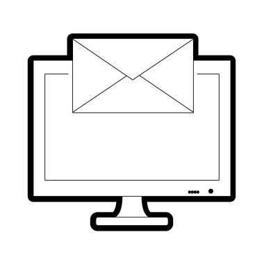 Line ekran bilgisayar metin mektup mesaj vektör çizim ile