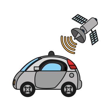polis arabası uydu wifi bağlantı vektör çizim ile