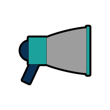 Amplifer hoparlör megafon megafon ve Tema izole tasarım vektör çizim duyurdu