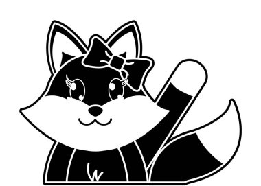 siluet çok güzel kadın fox hayvan vektör çizim el ile