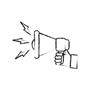 Grunge adam el megafon ses mesajı vektör çizim ile