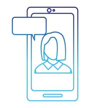 satır kullanıcı zarif kadın meçhul insede smartphone sohbet kabarcık vektör çizim ile bozulmuş